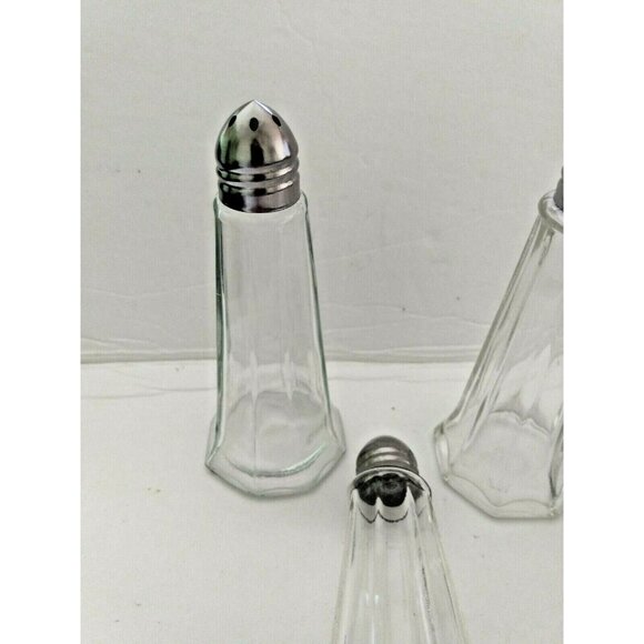 Vintage Diner Style Glass Salt and Pepper Shakers Stainless Steel Lids (2 sets) - Picture 6 of 11